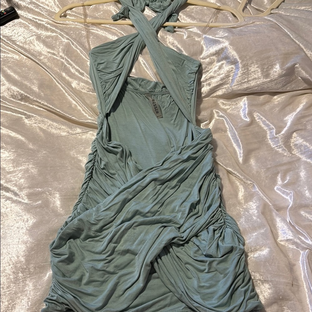Elegant Green Halter Dress